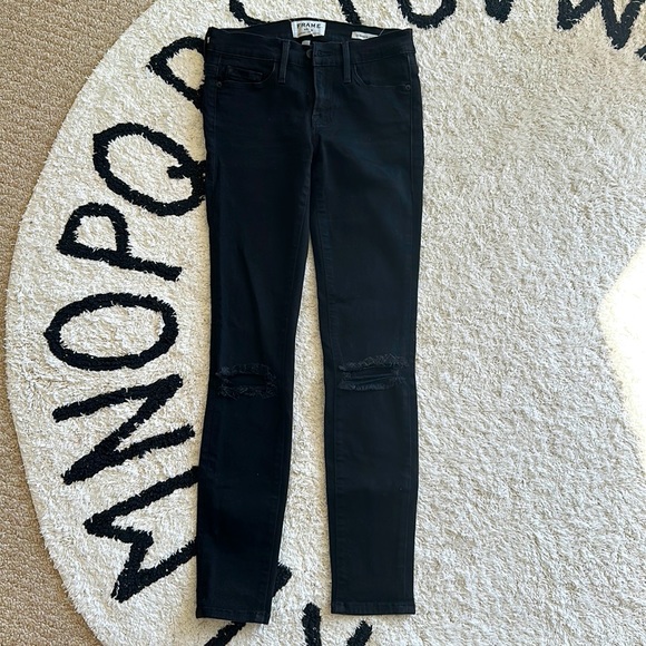 Frame skinny black jeans with knee holes - Picture 1 of 6